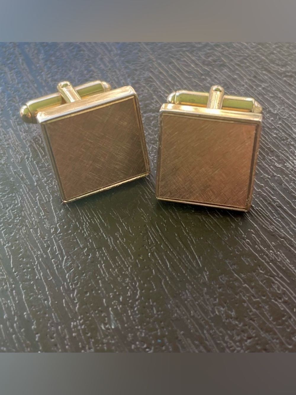 Swank Gold Brushed Square Cufflinks - Picture 4 of 6